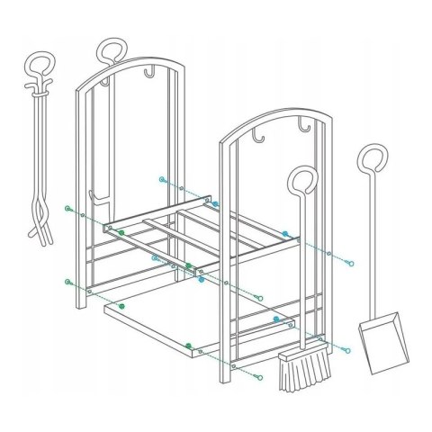 Zestaw Stojak, Kosz na drewno kominkowe z akcesoriami metalowy
