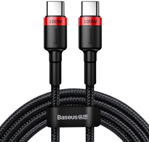 KABEL USB-C -> USB-C Baseus Cafule CATKLF-AL91 200cm 100W 5A PD 2.0 QC 3.0 CZARNY W OPLOCIE