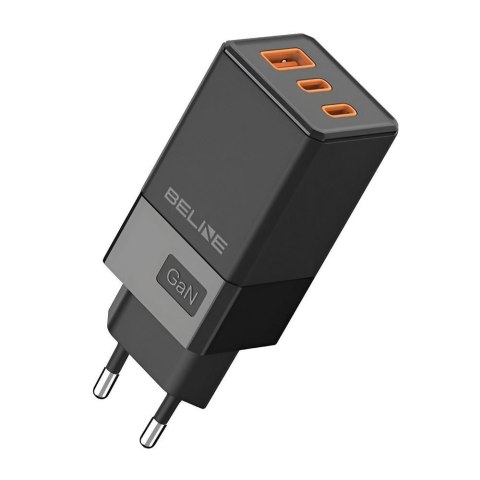 Ładowarka sieciowa Beline 65W GaN 2xUSB-C PD 3.0 + 1xUSB-A QC 3.0 bez kabla - czarna