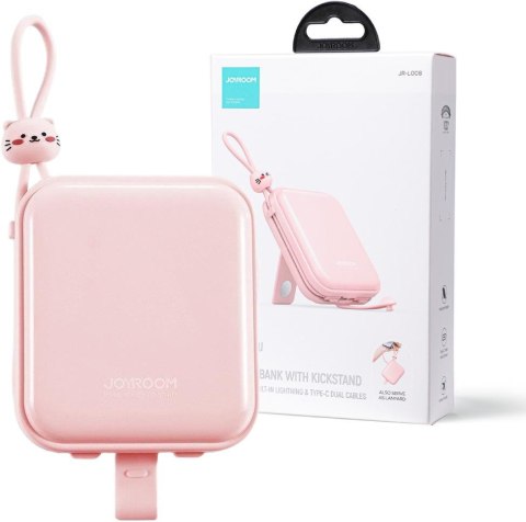 POWERBANK Joyroom Cutie Series JR-L008 10000mAh 22.5W PD QC Z KABLAMI 1x USB-A 1x USB-C RÓŻOWY