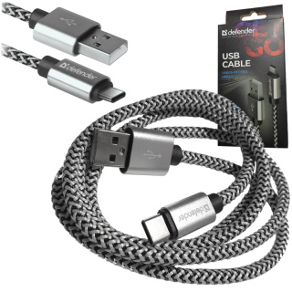 KABEL DEFENDER USB AM-TYPE C 1,0m 2.1A BIAŁY