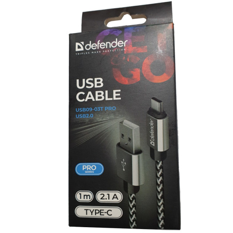 KABEL DEFENDER USB AM-TYPE C 1,0m 2.1A BIAŁY