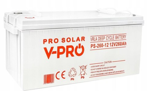 AKUMULATOR VOLT POLSKA DEEP CYCLE VPRO SOLAR 12V 260AH VRLA BEZOBSŁUGOWY