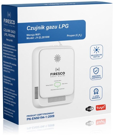 Czujnik gazu LPG Propan-Butan Firesco JY-ZL2010W z WiFi aplikacja Tuya