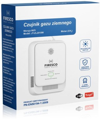 Czujnik gazu ziemnego Firesco JT-ZL2010W z WiFi alikacja Tuya