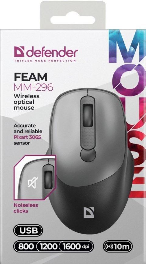 MYSZ DEFENDER FEAM MM-296 RF SILENT SZARA