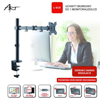 Uchwyt biurkowy na 1 monitor LED/LCD 13-32" 8kg