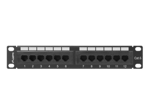 Patch panel Lanberg PPU6-9012-B (1U; 10"; kat. 6; UTP; 12xRJ-45)