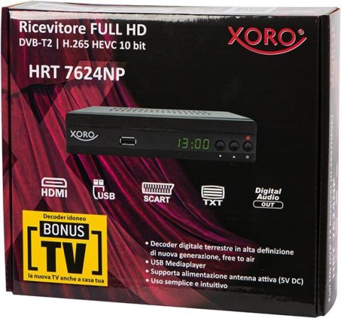 Dekoder tuner Xoro DVB-T2 FHD Metalowa obudowa