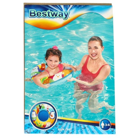 BESTWAY 36113 Koło dmuchane kółko 51cm pingwiny