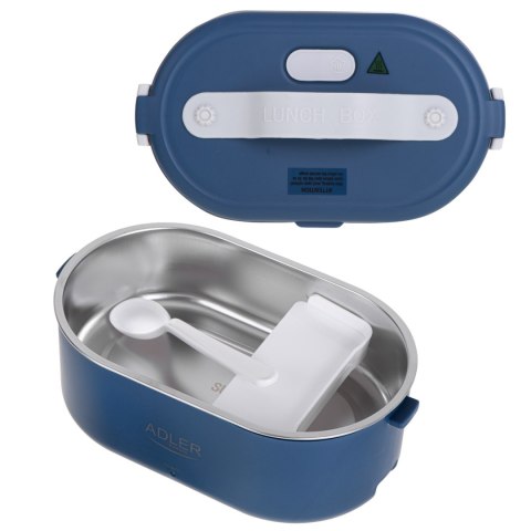 Adler AD 4505 blue Pojemnik na żywność podgrzewany lunch box zestaw pojemnik separator łyżeczka 0,8L 55W