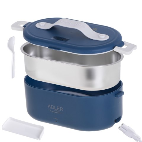 Adler AD 4505 blue Pojemnik na żywność podgrzewany lunch box zestaw pojemnik separator łyżeczka 0,8L 55W