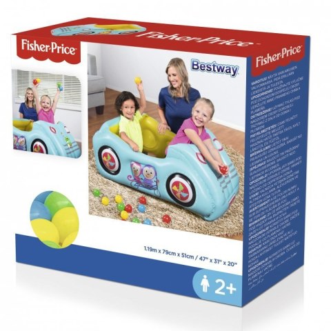 Bestway 93535 FISHER PRICE DMUCHANY SAMOCHÓD WYŚCIGOWY Z PIŁKAMI 119cm x 79cm x 51cm