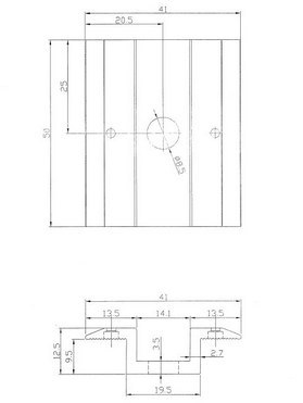 Klema środkowa 41x50 z pinami uziemiającymi czarna CORAB Y_KK0032