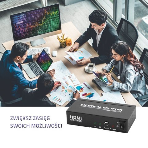 Qoltec Aktywny rozdzielacz Splitter HDMI 1x2 v.1.3b