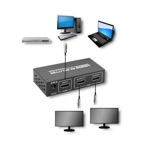 Qoltec Aktywny rozdzielacz Splitter HDMI 1x2 v.1.3b