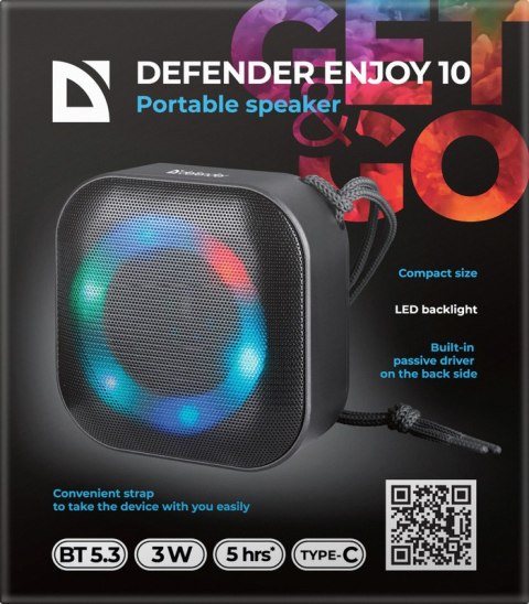 GŁOŚNIK DEFENDER ENJOY 10 BLUETOOTH 3W CZARNY