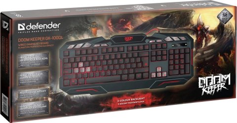 KLAWIATURA DEFENDER DOOM KEEPER GK-100DL PODŚWIETLANA GAMING