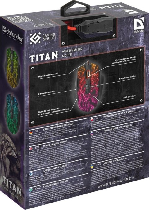 MYSZ DEFENDER TITAN GM-650L OPTIC 6400dpi RGB 6P