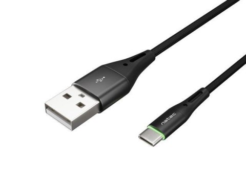Kabel USB 2.0 Type-C(M) - AM 1m oplot czarny led Natec Prati Kabel USB 2.0 Type-C(M) - AM 1m oplot czarny led Natec Prati