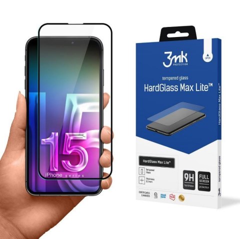 Szkło hartowane do Apple iPhone 15 Pro - 3mk HardGlass Max Lite Black Szkło hartowane do Apple iPhone 15 Pro - 3mk HardGlass Max Lite Black
