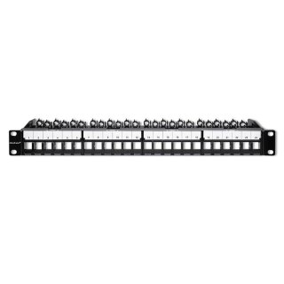 Patch panel QOLTEC do szaf RACK 19" | 24 porty | 1U | UTP | Czarny