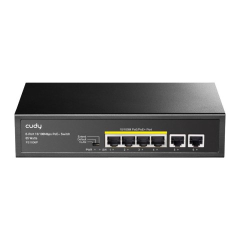 Switch niezarządzalny Cudy FS1006P 6x10/100Mbps PoE+ 65W Switch niezarządzalny Cudy FS1006P 6x10/100Mbps PoE+ 65W