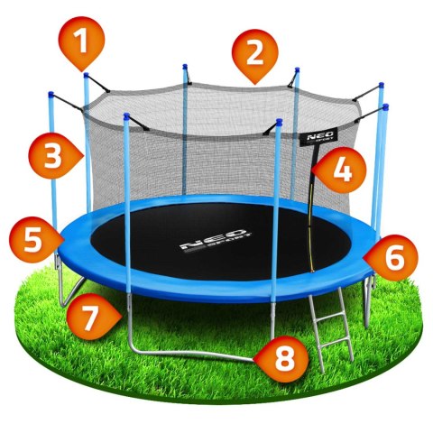 Trampolina ogrodowa 14ft/435cm z siatką wewnętrzną i drabinką Neo-Sport