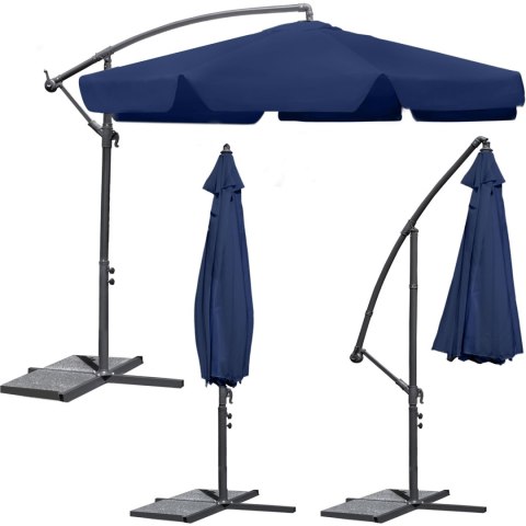 Parasol ogrodowy składany 6 segmentów granatowy 350cm