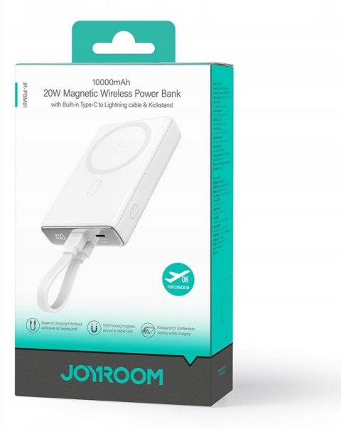 Powerbank Joyroom JR-PBM01 10000mAh 20W 1x USB-C 2x Lightning biały + kabel