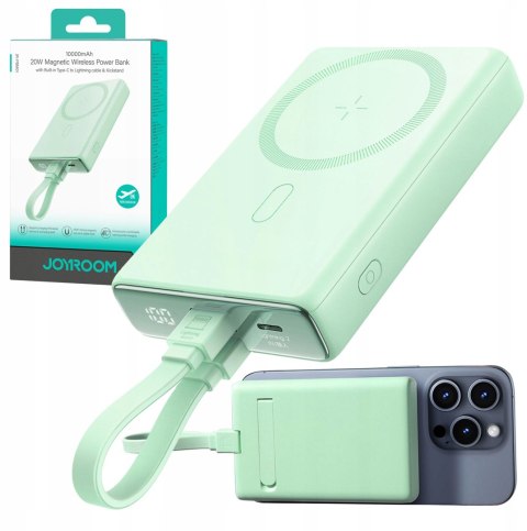 Powerbank Joyroom JR-PBM01 10000mAh 20W 1x USB-C 2x Lightning zielony + kabel