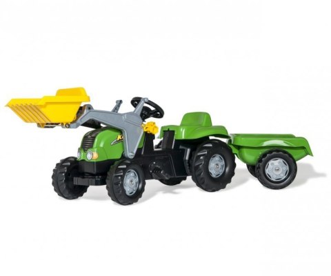 Rolly Toys 023134 Traktor Rolly Kid X z łyżka i przyczepa Zielony