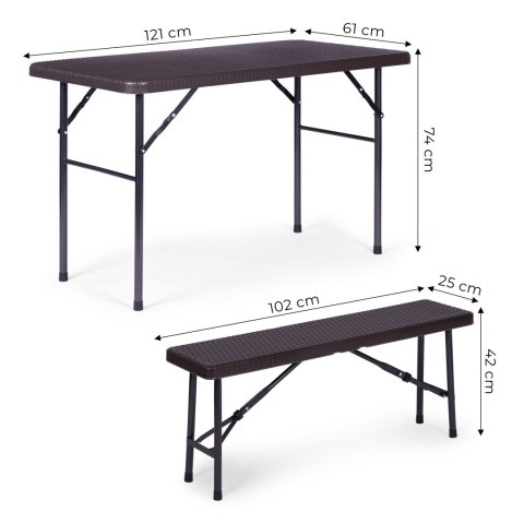 Zestaw cateringowy stół 120 cm 2 ławki komplet bankietowy