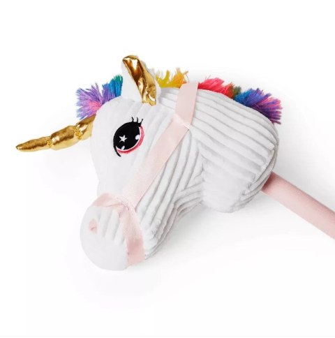 Głowa konia jednorożec hobby horse na kiju pluszowy 78 cm