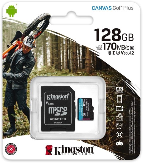 Karta pamięci Kingston Canvas Go Plus microSD 128GB 170/90MB/s Adapter