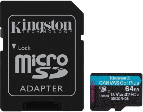 Karta pamięci Kingston Canvas Go Plus microSD 64GB 170/70MB/s Adapter