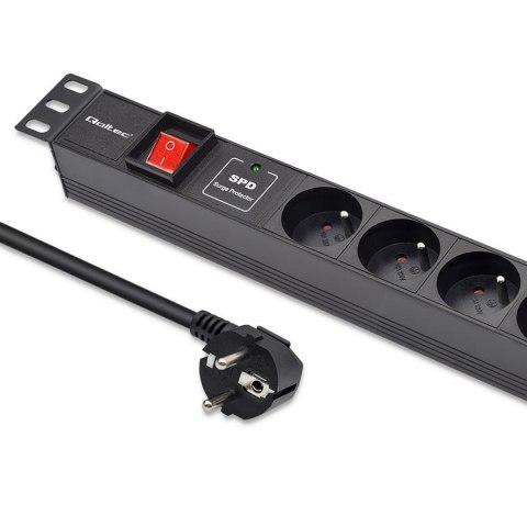 Listwa zasilająca Qoltec PDU do RACK 19" | 1U | 16A | 6xFRENCH | 1.8m