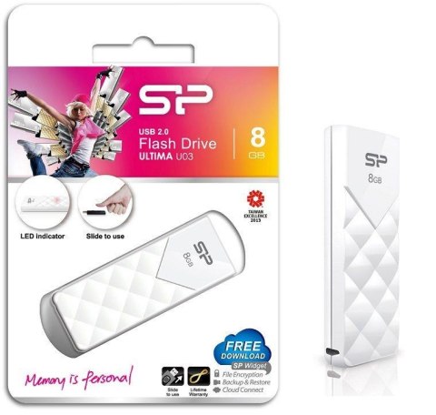 Pendrive Silicon Power 8GB Ultima U03 Diamond Cut LUX White