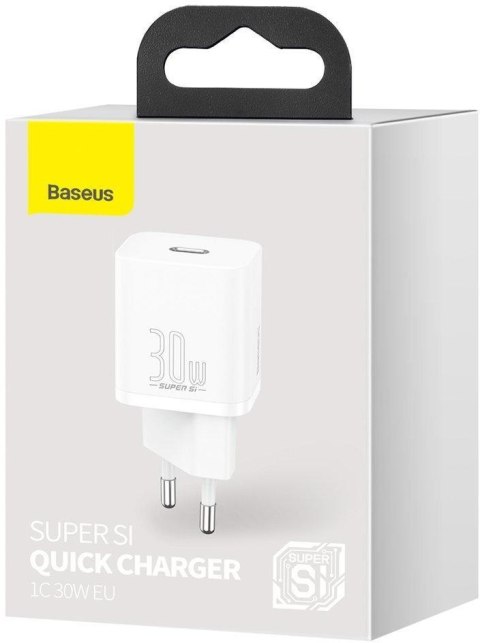 ŁADOWARKA SIECIOWA Baseus Super Si Quick Charger 1C CSUP-J02 30W 1x USB-C PD 3.0 QC 3.0 BIAŁA