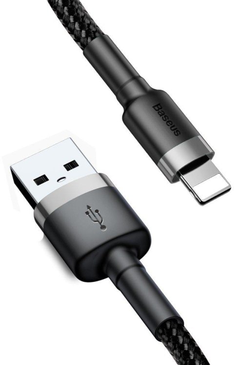 KABEL USB-A -> Lightning / iPhone Baseus Cafule CALKLF-BG1 100cm Apple 2.4A CZARNO-SZARY W OPLOCIE