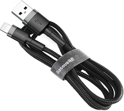 KABEL USB-A -> Lightning / iPhone Baseus Cafule CALKLF-RG1 300cm Apple 2A CZARNO-SZARY W OPLOCIE