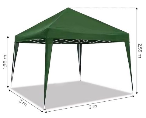 Pawilon ogrodowy samorozkładalny handlowy automatyczny zielony daszek 3x3m