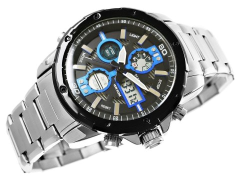 Zegarek Męski Perfect A8026B-3 Dual Time Iluminacja i Fluorescencja