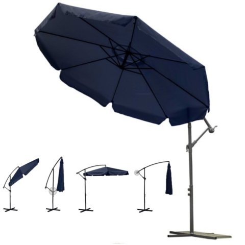 Parasol ogrodowy składany 8 segmentów granatowy 350cm