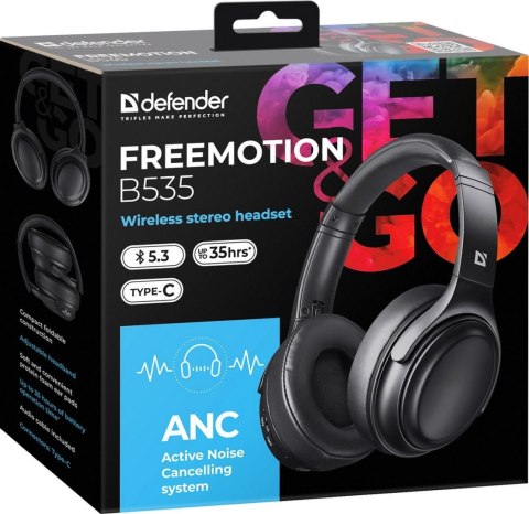 SŁUCHAWKI DEFENDER BLUETOOTH FREEMOTION B535 CZARNE