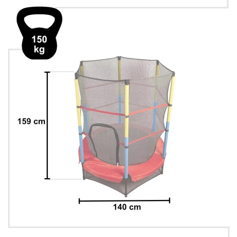 Trampolina ogrodowa dla dzieci 140cm czerwono-niebieska