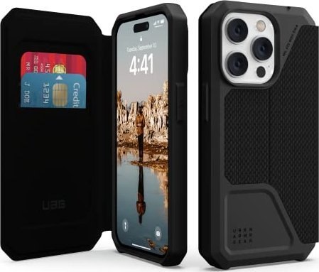 UAG Metropolis - obudowa ochronna z klapką do iPhone 14 Pro (kevlar-black)