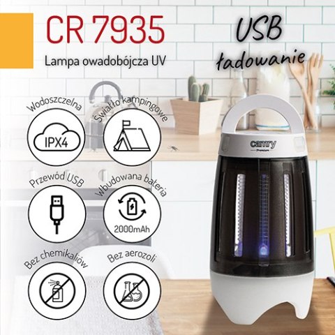 Lampa owadobójcza campingowa - akumulatorowa USB 2w1