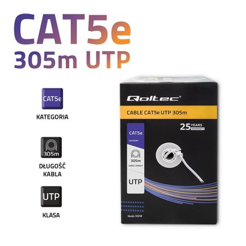 Qoltec Kabel sieciowy/skrętka UTP | CAT5E | 305m