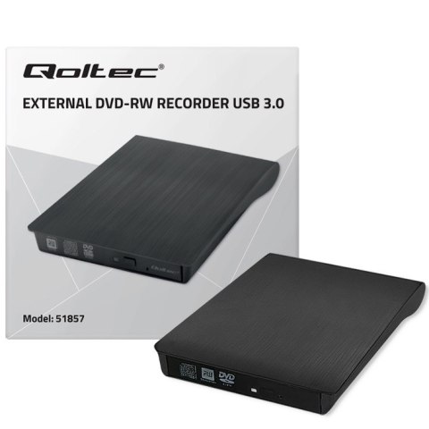 Qoltec Nagrywarka DVD-RW zewnętrzna |USB 3.0 | Czarna